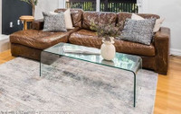 Classic Restoration Hardware Leather Sectional Couch+Glass Table