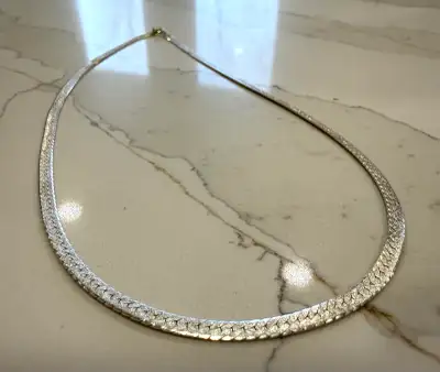 925 Silver Necklace. Made in Italy. 16” stamped. 6.4 gram, View more