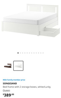 Queen bed with storage, nightstand