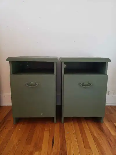 Beautiful Refinished Mountain Olive Vintage Nightstand, View more