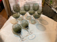 lot de 18 coupes vin  vintage cristal fumé smokey