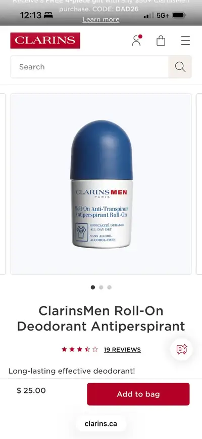 ClarinsMen Roll-On Deodorant Antiperspirant, View more