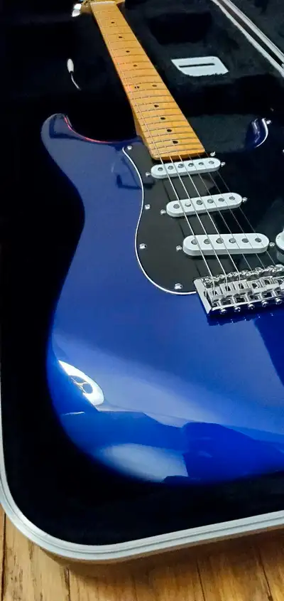 Absolutely stunning discontinued Midnight Blue MIM Strat with lots of upgrades!!. Let's start with a...