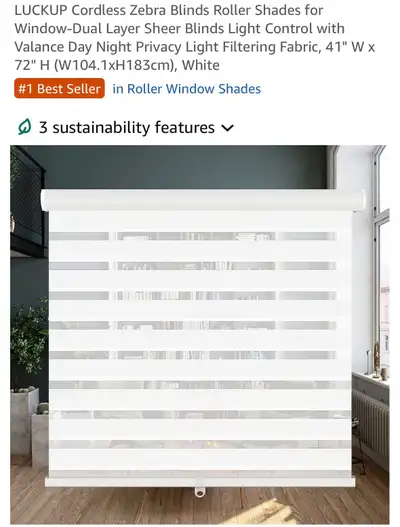 LUCKUP Cordless Zebra Blinds, View more