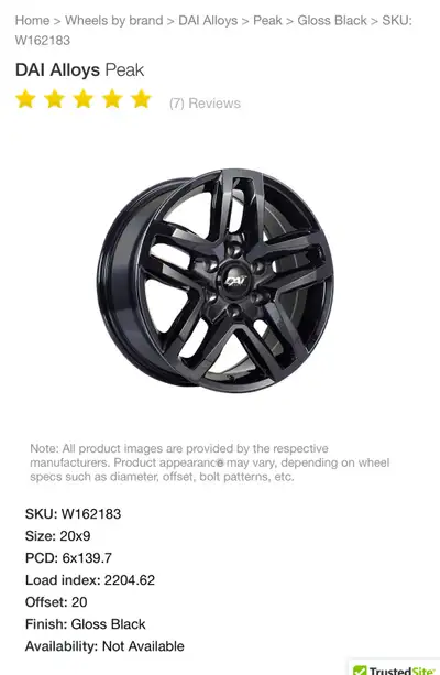 20” Rims came off 2022 Wagoneer, fits Dodge Ram, Toyota Sequia and Toyota Tundra Specs are as follow...