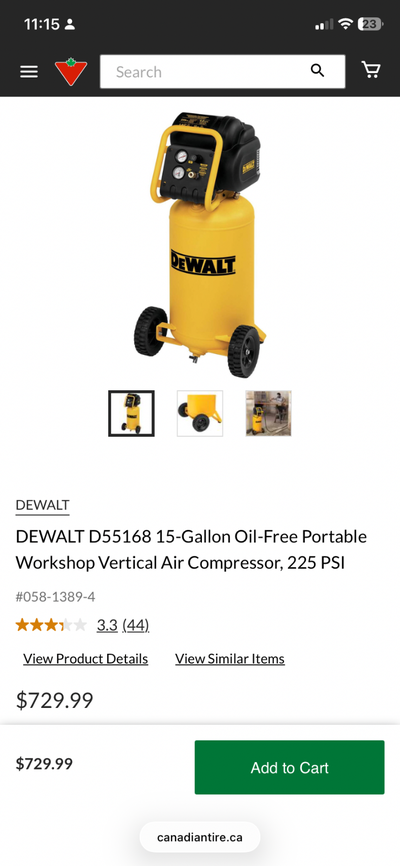 Dewalt air compressor 15 gallons, View more