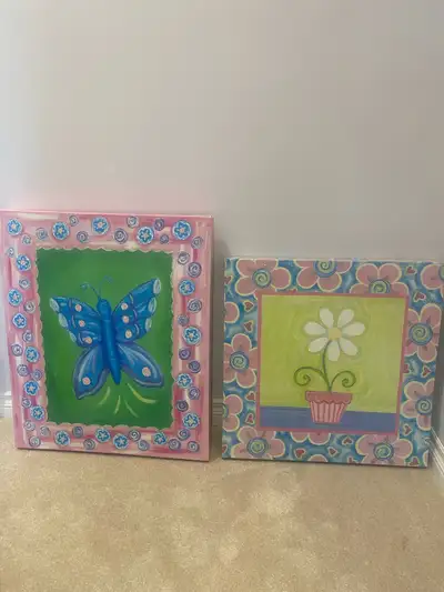 Flower and Butterfly pictures for girls room, View more