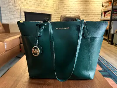 Michael Kors Green Leather Tote Bag, View more
