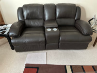 Leather reclining sofa 