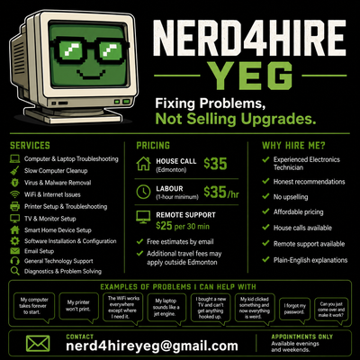 Nerd4Hire YEG - Computer Repair & Tech Support, View more
