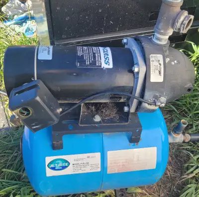 Jet Rite well water pump. Water pump. Model - PJR 25S Location - next to the big white shed near the...