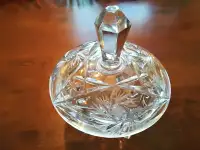 Plat à bonbon avec couvercle cristal Pinwheel vintage
