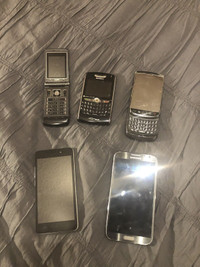 Various dummy dead cell phones