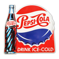 Enseigne Pepsi-Cola en Métal embossé "Drink Ice-Cold" $34.99tx