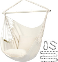 NEW Y- STOP BEIGE Hammock Chair Hanging Rope Swing, Max 320 Lbs,