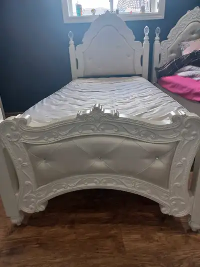 single bed with mattress and dresser, View more
