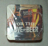 New package of 125 Samuel Adams coasters-4" x 4" sealed +