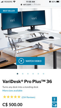 Varidesk Vari desk pro plus 36 excellent condition standing desk