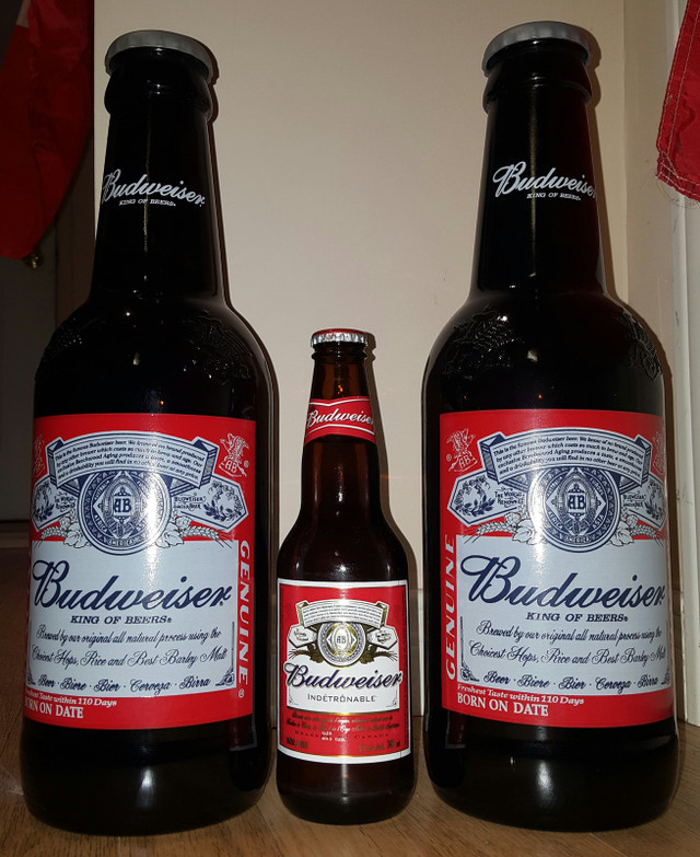 JUMBO 14 ¾” High Budweiser Glass Bottle Very Limited Edition in Arts & Collectibles in Markham / York Region