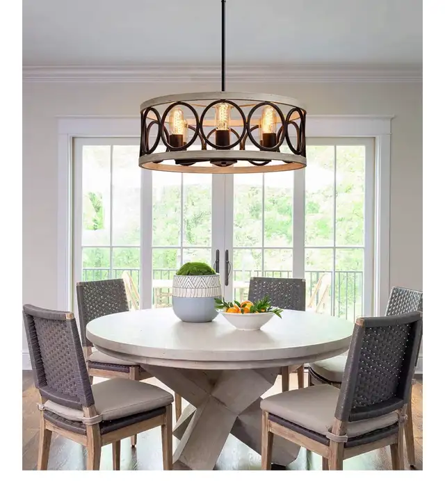 Modern Farmhouse 6-Light Drum Chandelier in Indoor Lighting & Fans in Kitchener / Waterloo - Image 5