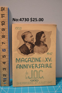 Magazine 15ième anniversaire JOC Sherbrooke.  RARE