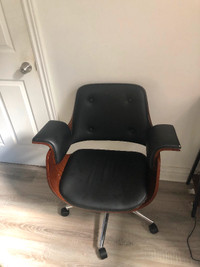 wood PU leather office chair