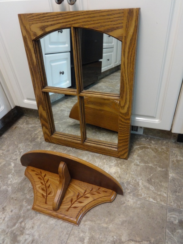 SOLID OAK Mirror & Matching Shelf 24" x 18" Other Winnipeg Kijiji