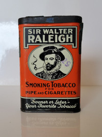 Vintage 1930's - 1940's Tobacco Tin "Sir Walter Raleigh"