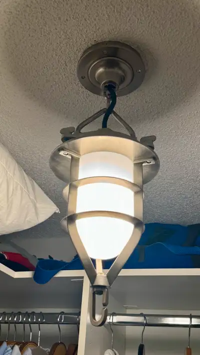 Nautucal Convoy Restoration Hardware flush mount light in brushed nickel finish. $150 obo