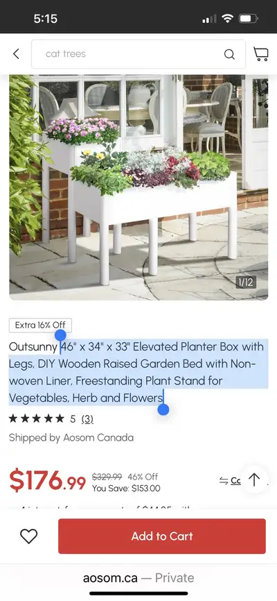 46'' x 34'' x 33'' Elevated Planter Box with Legs, DIY Wooden Ra, View more