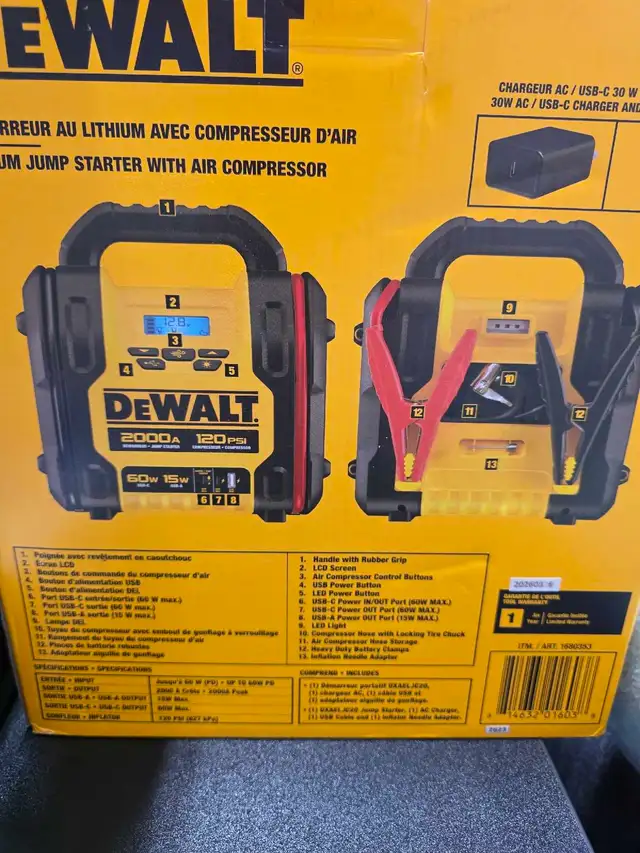 DEWALT 2000A Lithium Jump Starter with Air Compressor | Power Tools ...
