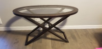 Oval wood and glass accent table