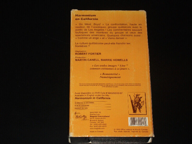 Harmonium - Harmonium en Californie (1993) Cassette VHS dans CD, DVD et Blu-ray  à Ville de Montréal - Image 2
