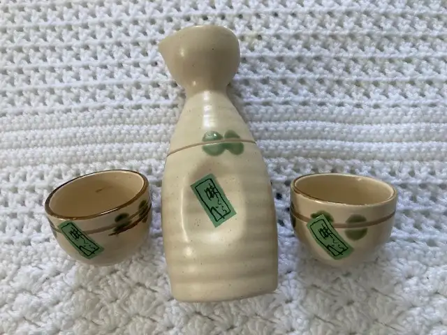 Japanese Saki Set - Three Piece Pottery Set