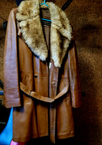 Vintage Jacques Olivier Mens Leather Coat size 42