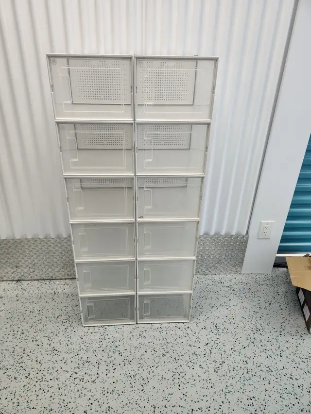 12 Clear Stackable Storage Drawers / Shoe Boxes (Large)
