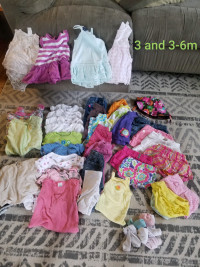 3 and 3-6 month girls clothes - summer lot