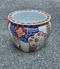 Jardinière Vintage Oriental Large Glazed Ceramic Imari