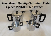 MCM  Vintage Swan Brand Quality Chromium Plate 4-piece Tea Set