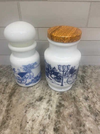 2 Antique Opaline jars, View more