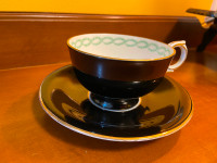 Vintage Black Windsor China Tea Cup & Saucer England