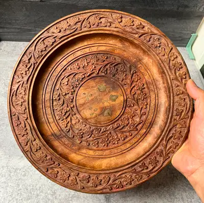 Decorative Wooden Plate (Detailed) Saucer (Handmade) AntiqueTray, View more