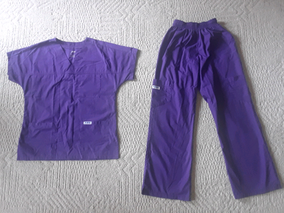Lightly used Purple XXS MOBB Top - Left breast pocket and two lower pockets Bottoms- Two front pocke...