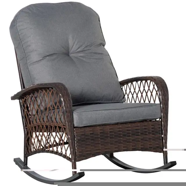 Rattan Rocking Chair, Outdoor Wicker Patio Rocker Chair Furnitur in Chairs & Recliners in Markham / York Region - Image 5