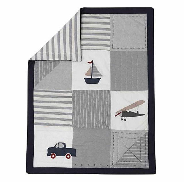 Boy Crib Bedding Set•Quilt•Airplane / Plane•Car Transportation in Cribs in Oshawa / Durham Region - Image 2