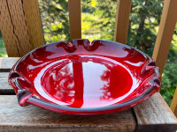 Vintage 1970s BMP Red Ceramic Ashtray Blue Mountain Pottery