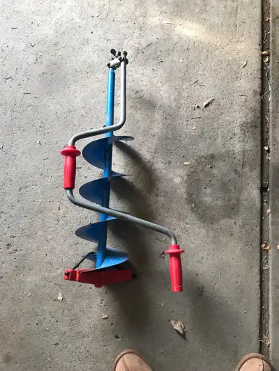 ice fishing auger 8” manual .new blades.sharpener included., View more