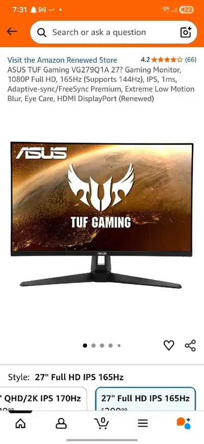 ASUS TUF Gaming VG279Q1A - LED monitor - Full HD (1080p) - 27", View more