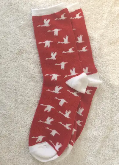 Geese print novelty socks - new - adult one size, View more
