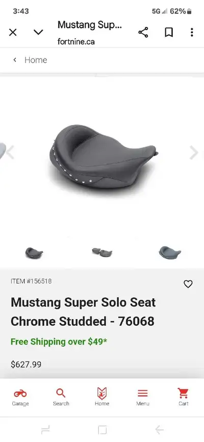 Mustang Studded Super Solo Seat with Mustang Studded fender bib. New, still in original box. Sold th...